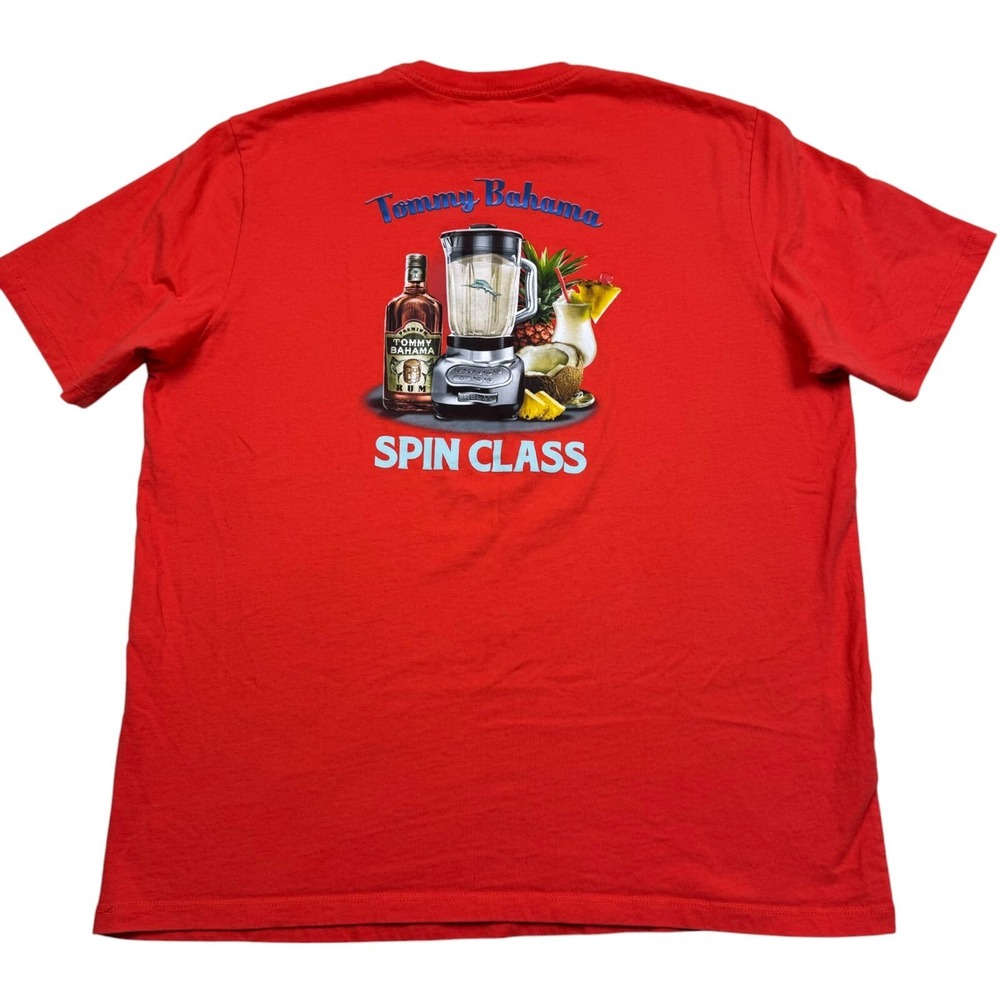 Tommy Bahama Relax Men's Spin Class Pina Colada Rum T-Shirt Salmon Cotton Size L